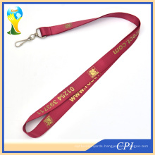 High Quanlity Nylon Lanyard with Gold Color Logo